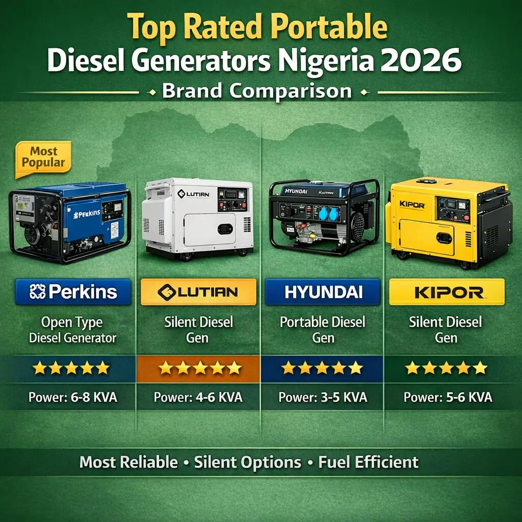 Top rated portable diesel generators Nigeria 2026 - brand comparison